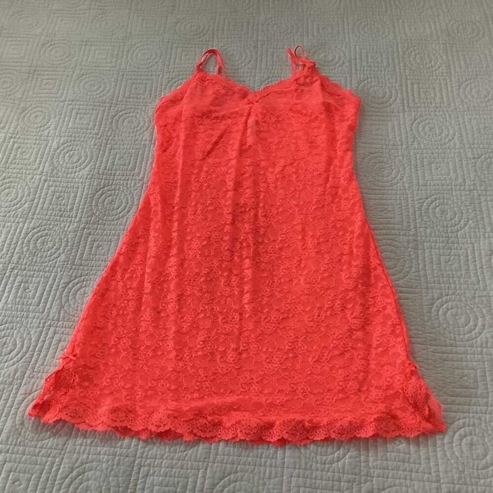 Victoria secret  Neon pink vintage dress slip dress lace collection size L - Picture 11 of 11